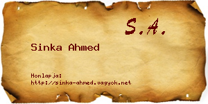 Sinka Ahmed névjegykártya